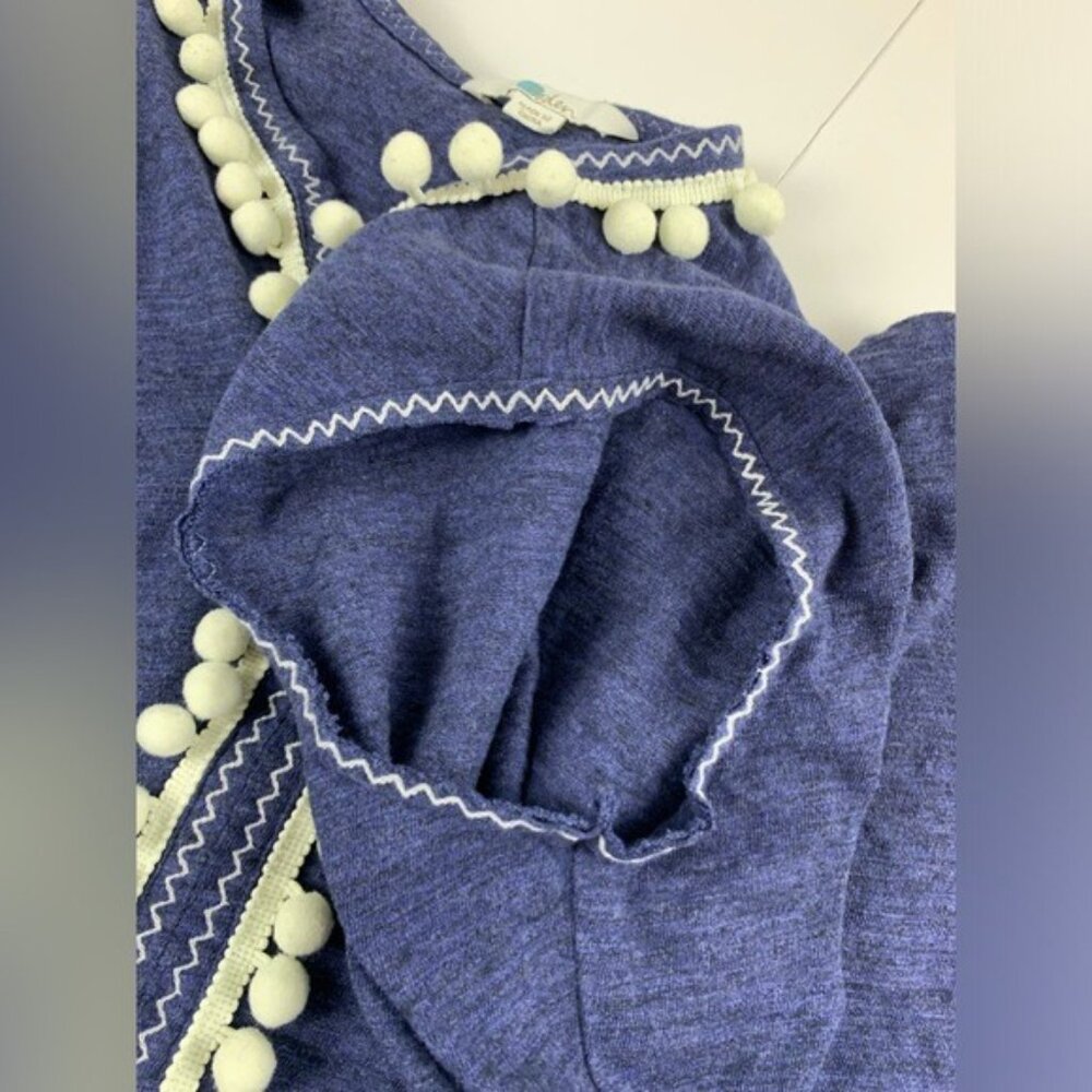 BODEN Carina Sleeveless Knit Mini Dress Navy/White Pom Poms Ric Rac Detail Sz 6R - Picture 6 of 11